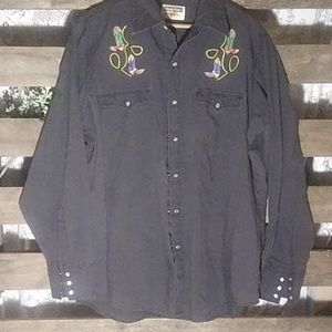 Vintage Western Style Button Down with Embroidery